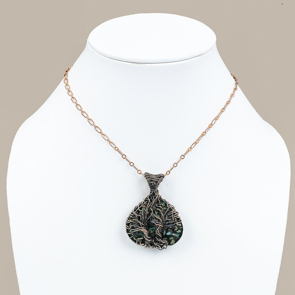 Подвеска из медной проволоки с натуральным австралийским тройным опалом, размер 2,05 дюйма, B1d48