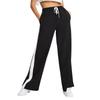 Contrasting Colour Block Elastic Waist Wide-leg Pants Casual Straight-leg Pants for Women Wide-leg