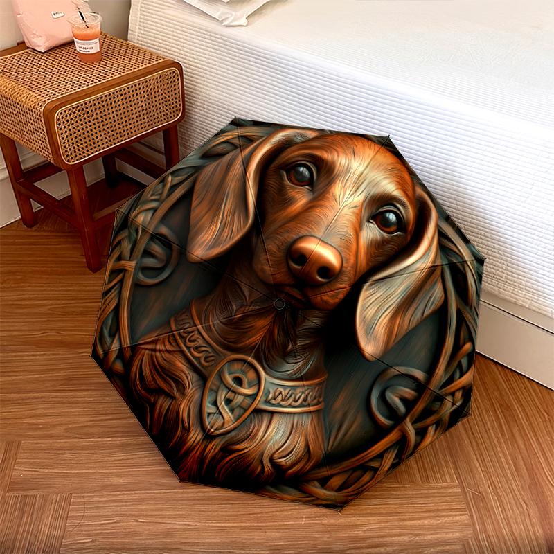 Узор с таксами, автоматический складной зонт, портативная и складная конструкция, 8 спиц, рождественский или день рождения подарок.