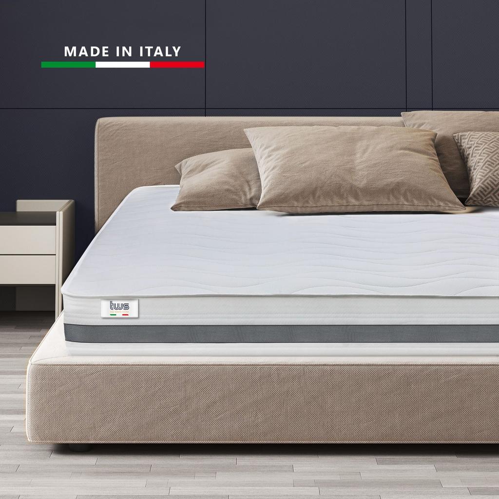 The White Stone Matelas en Waterfoam hypoallergénique, 16 cm | Garnissage en ouate et housse en tissu 3D respirant, anti-acariens et antifongique