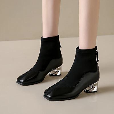 Модные замшевые ботильоны с квадратным носком, замшевые туфли с застежкой-молнией сзади, зима 2024 года, новые ботинки «Челси», туфли-лодочки для вечеринок, банкетов, повседневных поездок на работу