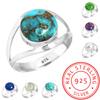 Кольцо из стерлингового серебра 925 пробы Женское Драгоценный камень Ручная работа Ювелирное изделие Подарок на помолвку Синий Зеленый Фиолетовый Медный Бирюза Жемчуг Лазурит Перламутр Бохо