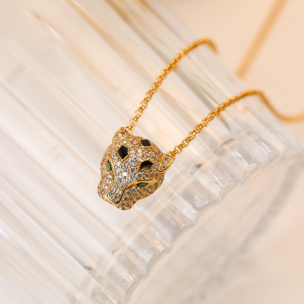 Ожерелье с головой леопарда, усыпанное камнями, изготовлено с высокой точностью, идеально подходит для подарка и повседневной носки, сделано из гипоаллергенного материала