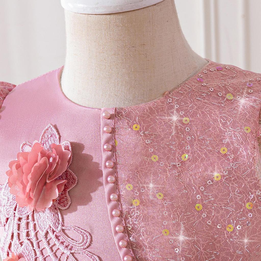 Sequined Princess Dress with Flutter Sleeves for Toddlers – Festive Puffy Tulle Skirt