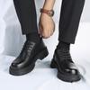 New Men's Genuine Leather British Style Thick Sole Outdoor Work Wear Comfortable Anti Slip and Durable Big Head Leather Shoes