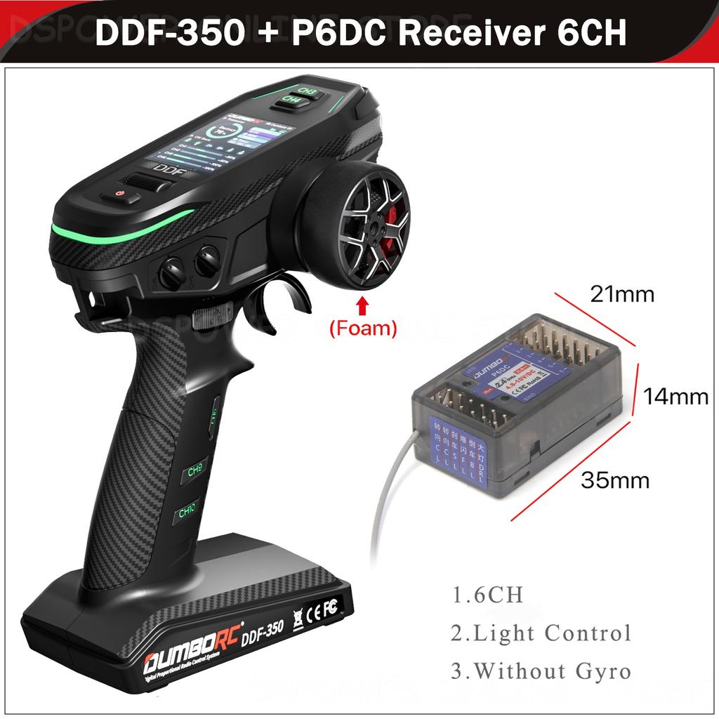 DUMBORC DDF-350 10CH Transmitter 2.4G 10Channel Remote Controller P4FM P6F P6DCG X10F Gyro Receiver for RC Car Plane Boat Wltoy