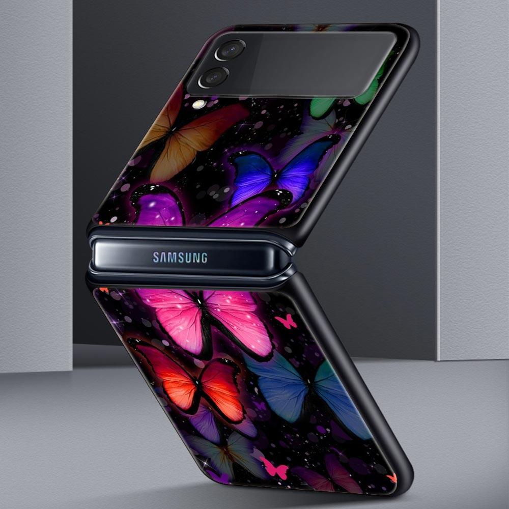Чехол для телефона Z Flip 4 для Samsung Galaxy Z Flip 3 5G ZFlip3 Flip3 zflip Flip4, черный жесткий чехол для ПК, складной чехол в виде бабочки