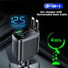Автомобильное зарядное устройство 5 в 1 с выдвижным кабелем USB Type C PD для iPhone, Samsung, шнур для быстрой зарядки, адаптер для прикуривателя