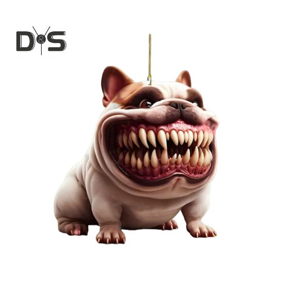 Bulldog Pendant Car Rearview Mirror Ornament with Lanyard Easy To Hang Cute Dog Shaped Christmas Hanging Decoration