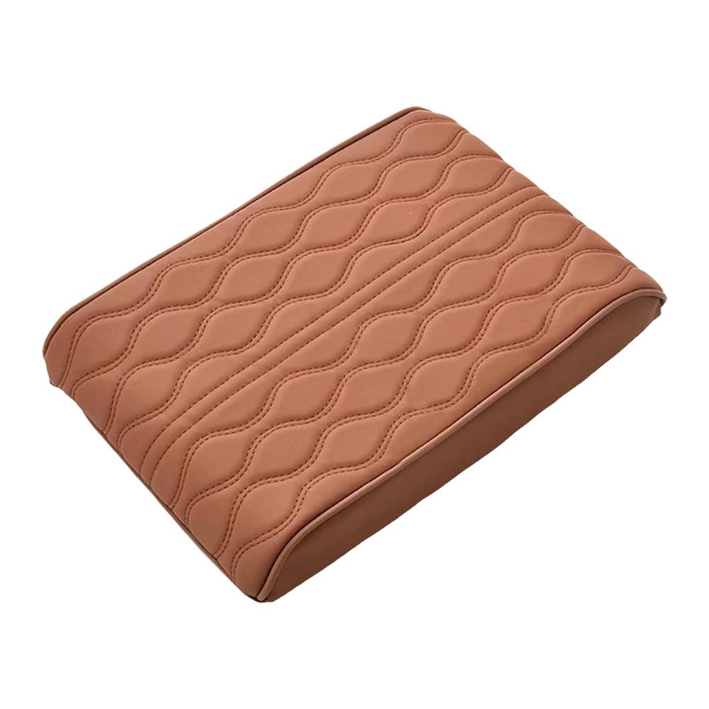 Wave Embroider PU Leather Car Armrest Mat Center Console Arm Rest Protection Cushion Auto Armrests Storage Box Cover Pad