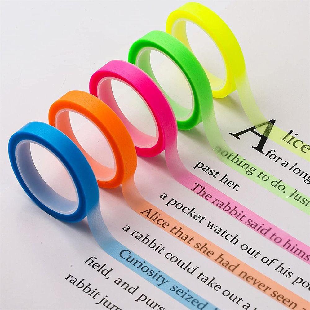 Transparent Fluorescent Index Tabs 5 Rolls Label Stickers Highlighter Sticker  DIY Scrapingbook