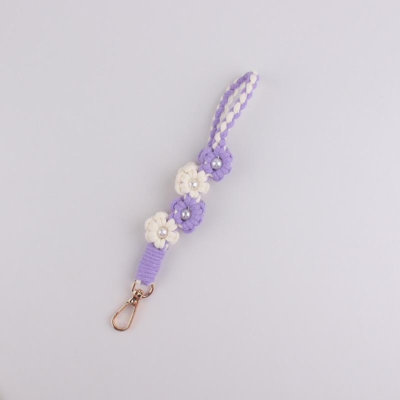 Clothing Footwear Jewelry Handwoven Flower Keychain Boho Phone Strap Anti-Loss Bag Charm Decor