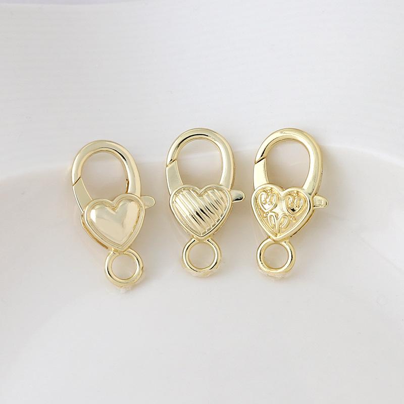 Позолоченный брелок-подвеска с застежкой-лобстером в форме сердца