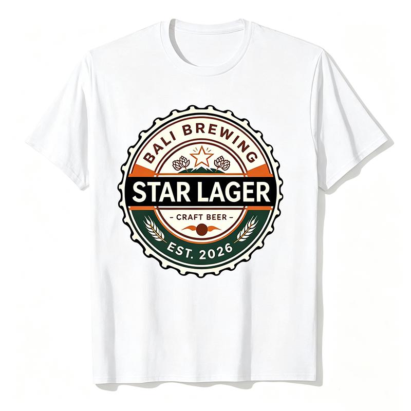 Unisexs Cotton Tshirt Short Sleeve Crew Neck Regular Fit Bintang Beer Bali Cool Gift Funny Outdoors High Quality Cotton Shortsleev