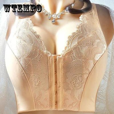 Бюстгальтер с застежкой спереди, большие размеры, бюстгальтеры с вышивкой роз, красивый бюстгальтер сзади, сексуальный бесшовный бюстгальтер для женщин, регулируемые бюстгальтеры с розами большого размера 75-100CDE