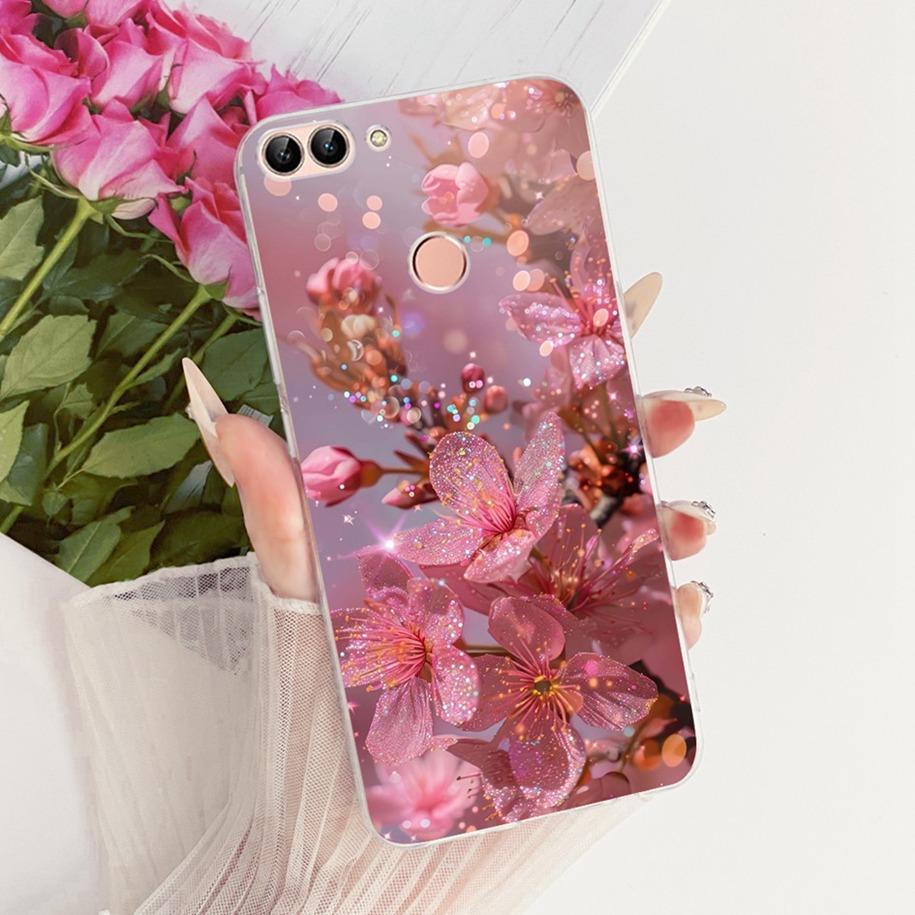 5.65" Case For Huawei P Smart 2018 Cover FIG-LX1 FIG-LX2 FIG-LX3 Funda New Stylish Flower Soft Slim Silicone Bumper PSmart Shell