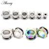 Alisouy 2pcs 6-16mm Stainless Steel Shell Cat Unscrew Ear Tunnels Plugs Expander Stretcher Earrings Gauges Body Piercing Jewelry
