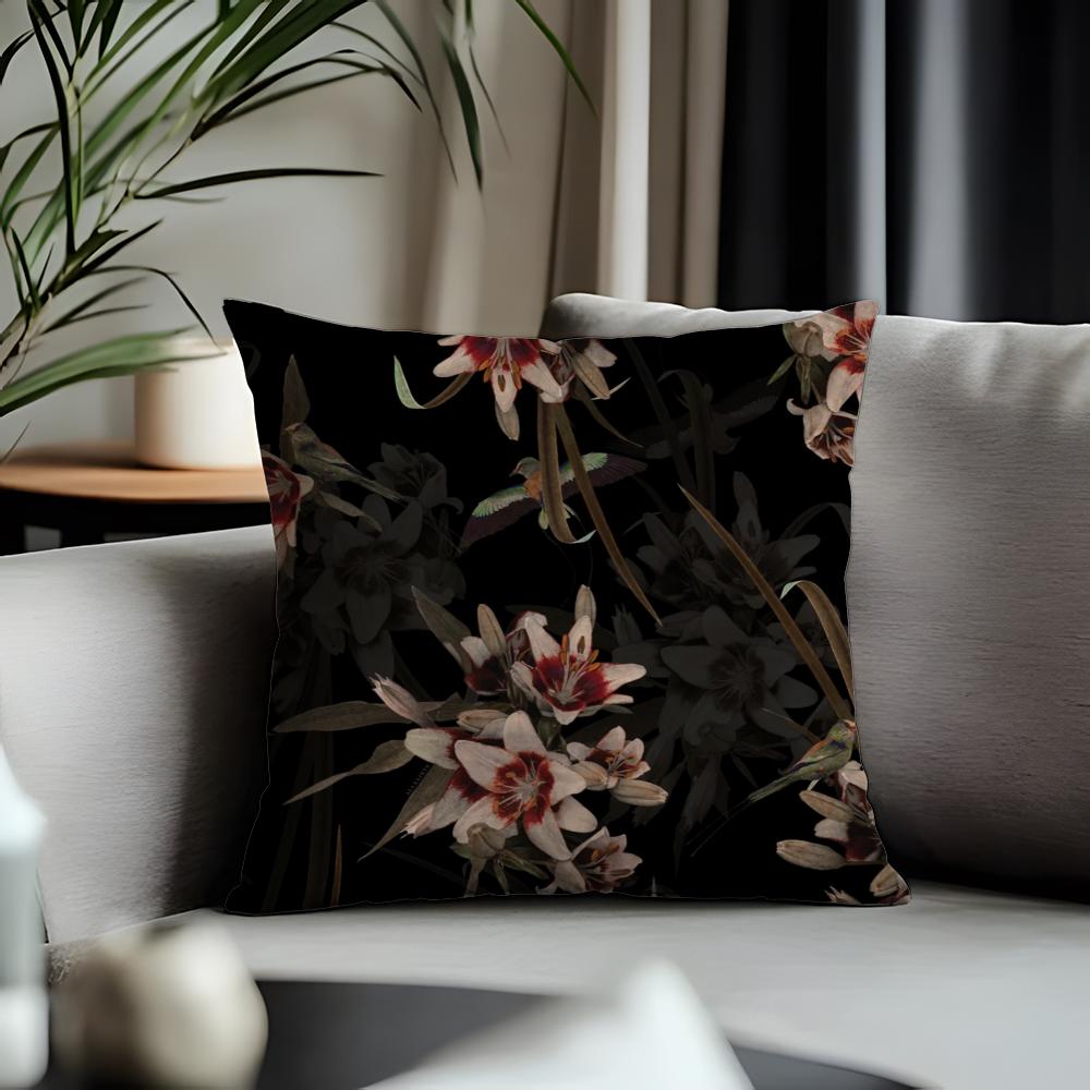 Hot AAallsaints Floraling Cushion Cover Antidustmite Pillowcase Invisible Zipper Silky Short Plush Sofa Cushion Cover