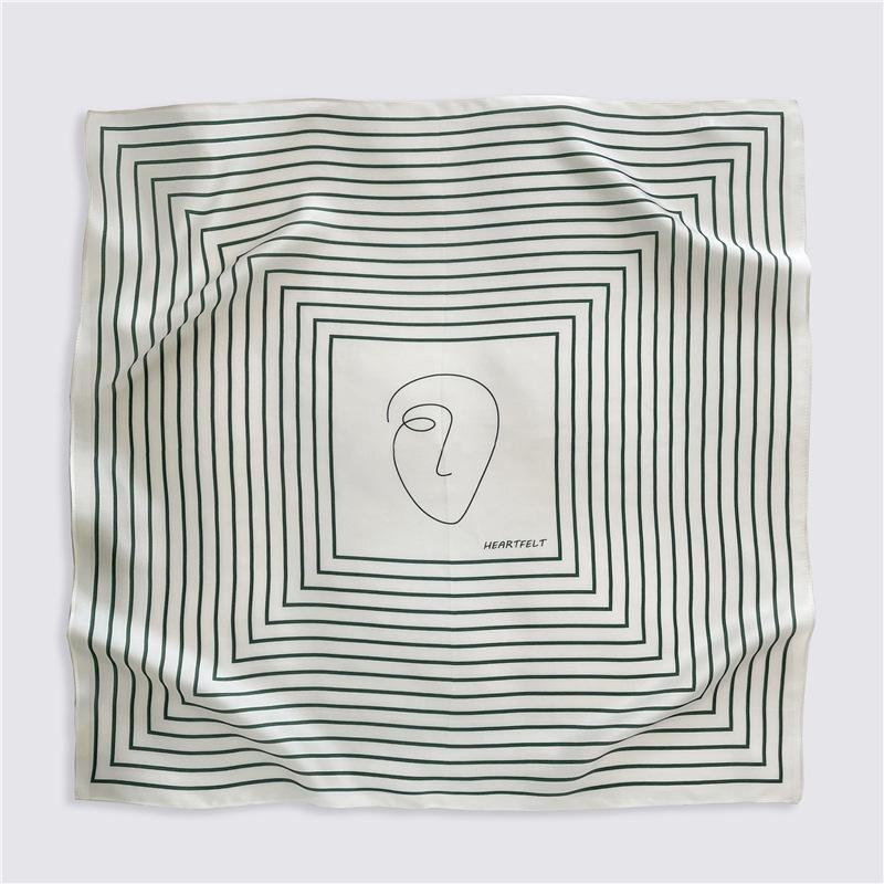 Yang Caiyu Style Striped Silk Square Scarf - Summer Sunscreen Accessory & Headband