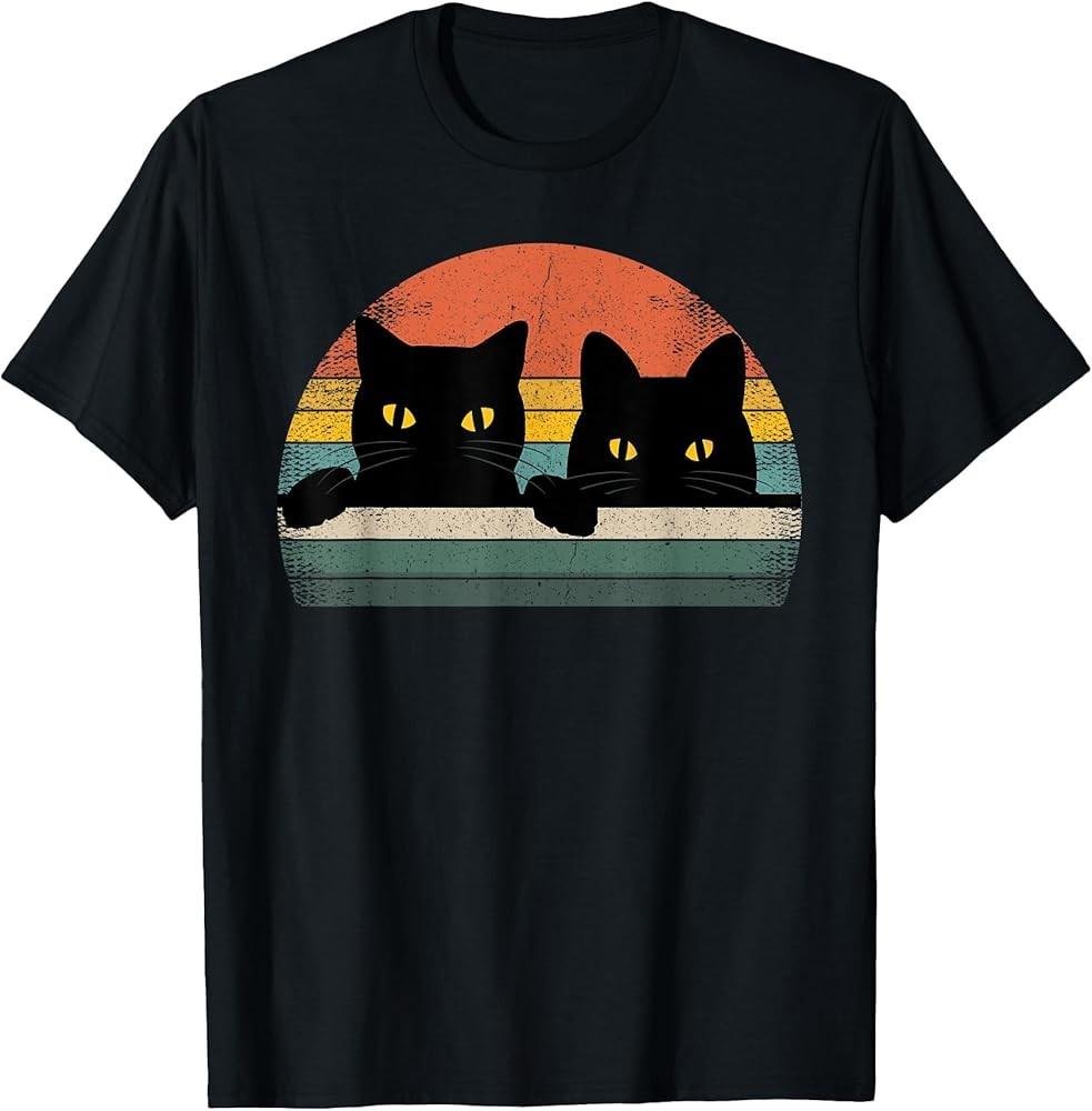 Black Cat Vintage Retro Style Cats Lover Gift TShirt Unisex T-Shirt