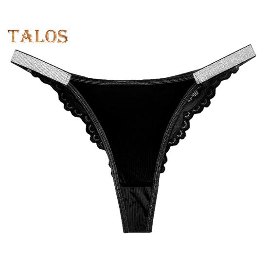 Women Panties Shiny Sequin Low Waist Hollow Out Lace Contrast Color Flower Embroidery Good Breathability Lady Underpants Female Daily Briefs