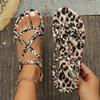 Sexy Leopard Print Sandals Plus Size Women's Summer Slide Slippers Non-Slip Thong Beach Flip Flops Fashion Outdoor Slippers