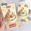 3D Birthday Card Pop-Up Greeting Card with Musical Lights Happy Birthday Card with Cake for Women Men Kids Friends