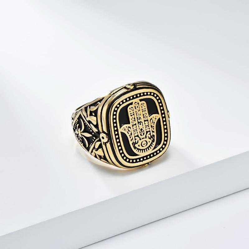 Кольцо из нержавеющей стали в стиле западной азии, североафриканское, винтажное, рука Фатимы, для мужских традиционных доспехов, панк-стиль, хип-хоп, кольцо на палец