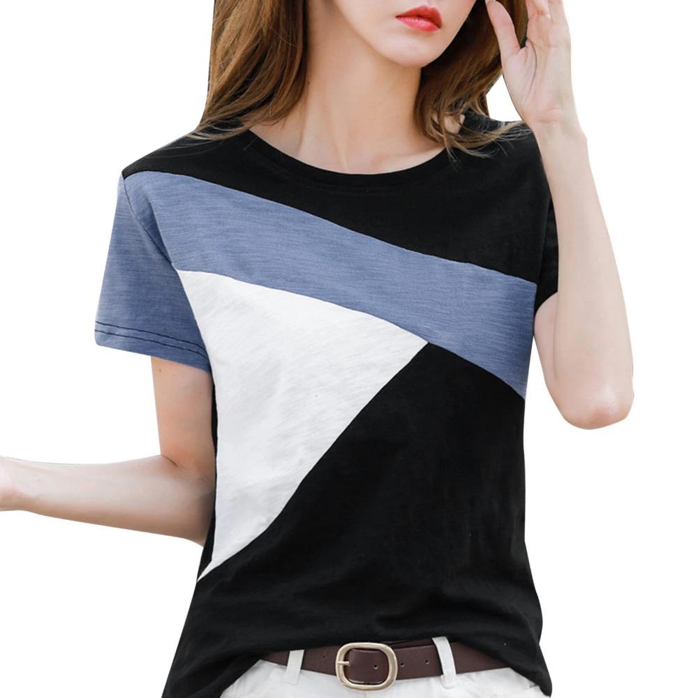 Модная летняя футболка с 3D-принтом в диагональную полоску, женская уличная повседневная футболка с короткими рукавами в стиле Харадзюку, женский топ с круглым вырезом
