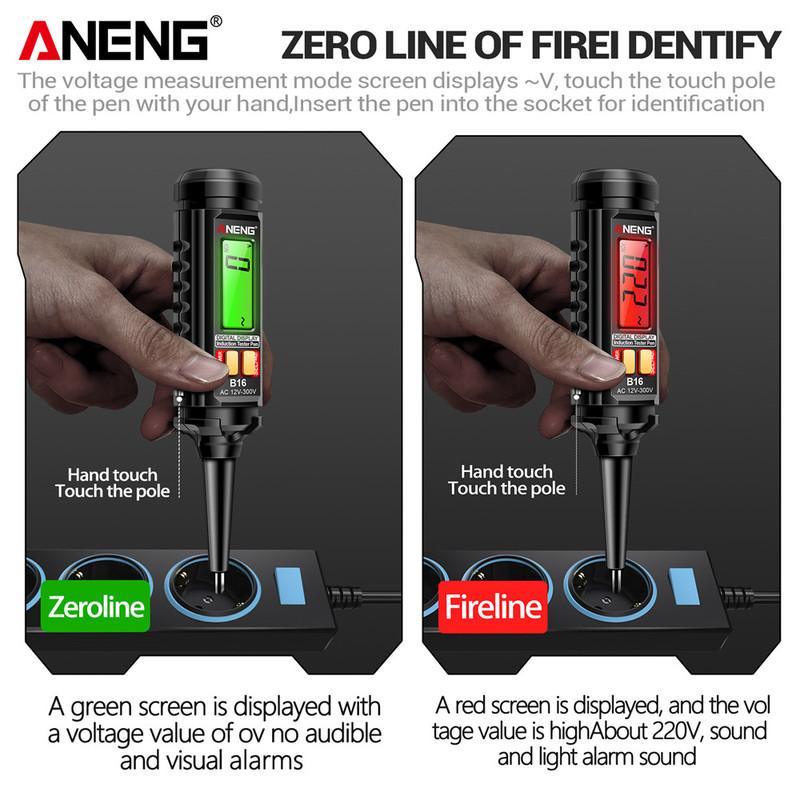 ANENG B16 Intelligent Digital Induction Test Pen 12V-300V Non Contact Test Pen Zero Wire Breakpoint Detection with Backlight