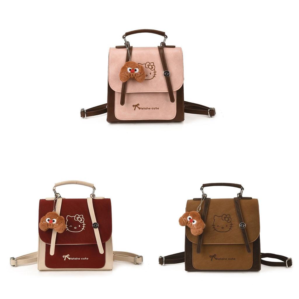 Cartoon Hello Kitty Cat Pu Backpack For Women And Men With Multiple Pockets For Daily Use