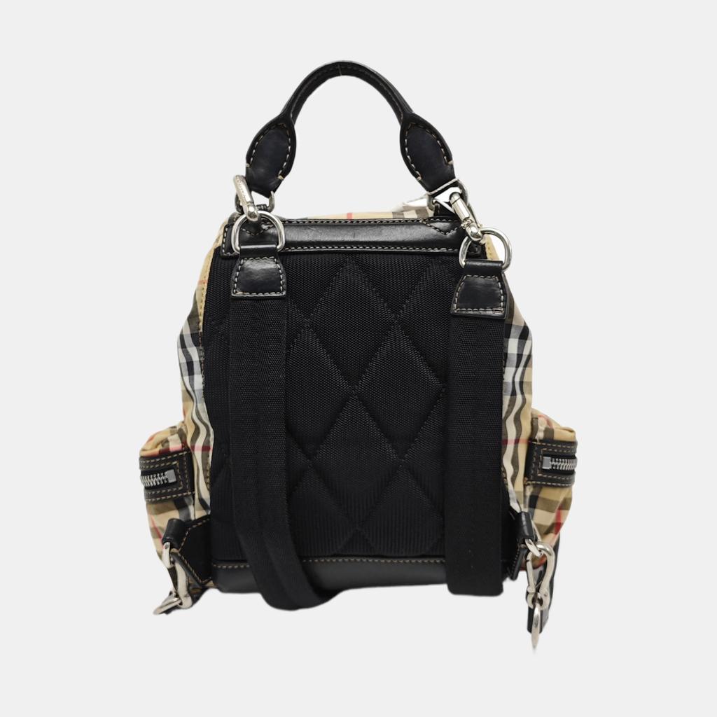 [Pre-Owned] Vintage Check Large Capacity Leather Backpack - Very Good #15AD4F4