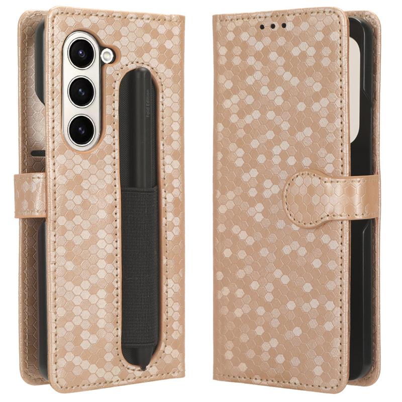 Samsung Galaxy Z fold6 Z fold5/4/3 с отделением для ручки роскошный волнистый узор в виде точек магнитный чехол-книжка для мобильного телефона флип-чехол защитный чехол