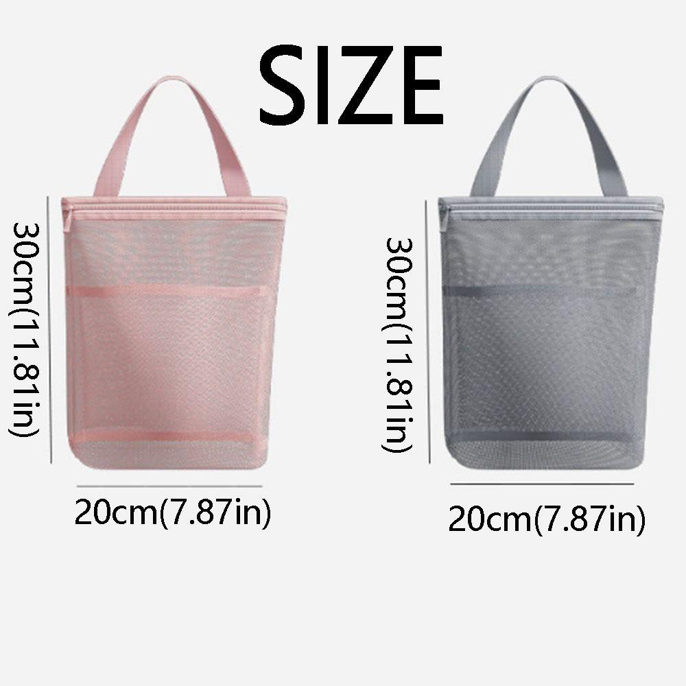 Hanging Portable Toiletry Bag Zipper Closure with Handle Mesh Storage Bag Breathable Mesh Large Capacity Makeup Bag Travel