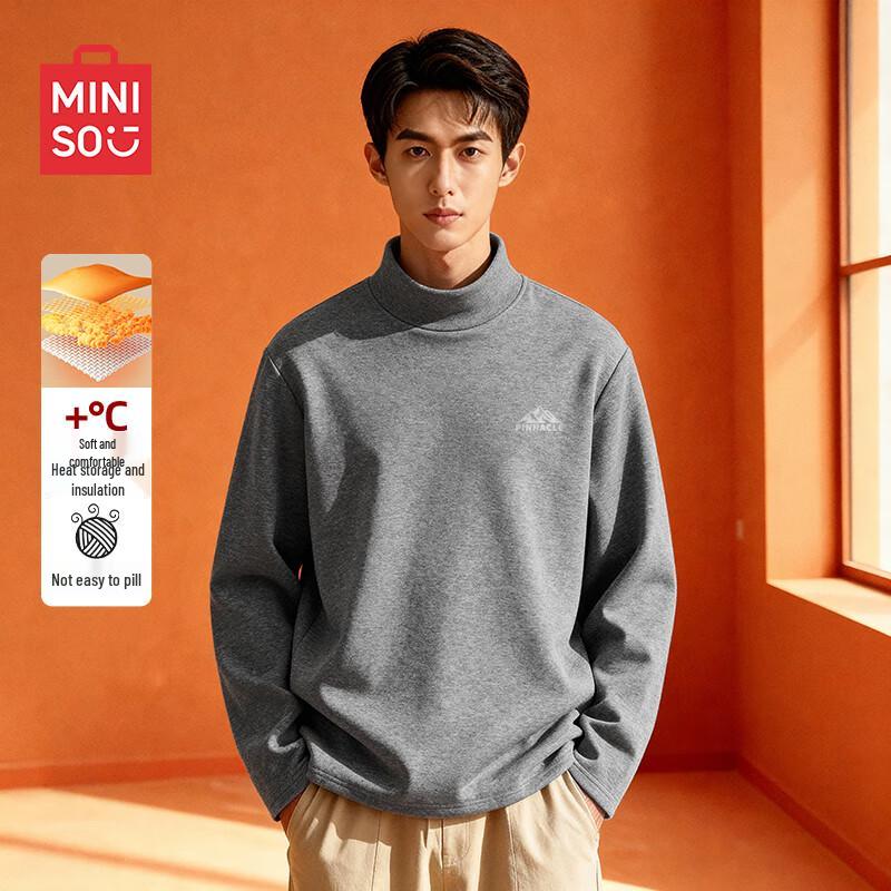 MINISO Мужская флисовая футболка с длинным рукавом и воротником-стойкой