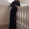 Сексуальное прозрачное женское платье с драпировкой и длинным рукавом в европейском и американском стиле