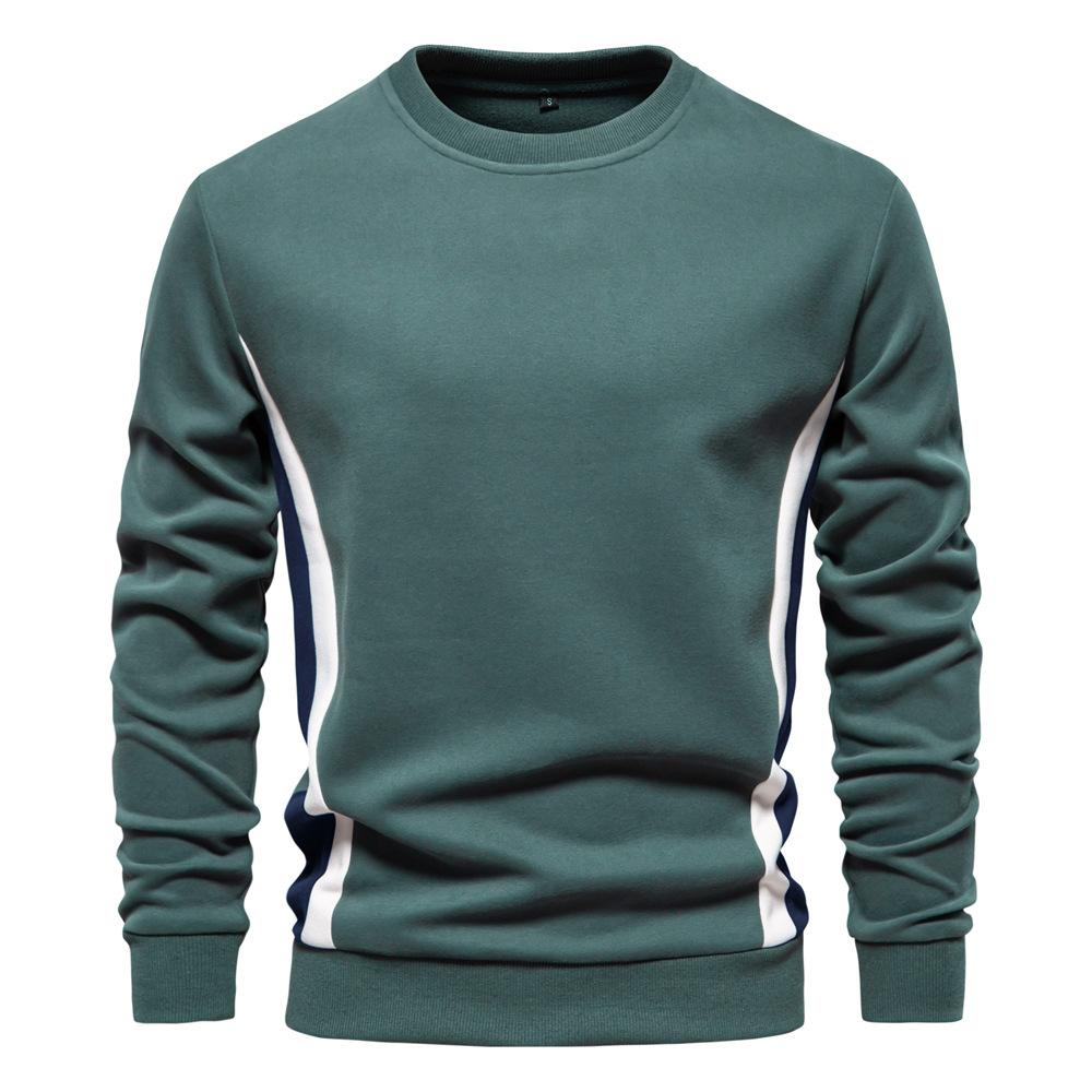 Autumn New Men'S Long-Sleeved Splicing Sweater Foreign Trade Men'S Casual Slim-Fit Crew Neck Sports Jumper