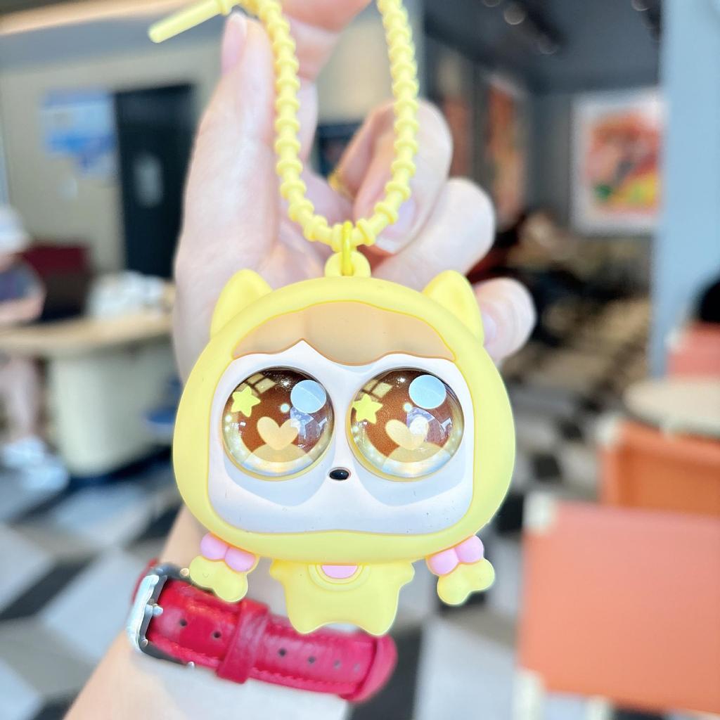Cute Big-Eyed Braided Girl Squishy Keychain - Cartoon Doll Schoolbag Pendant Gift