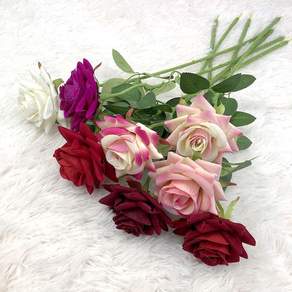 Head Blossom Flannel Home Decor DIY Fake Flowers Bridal Bouquet Wedding Decor Artificial Roses