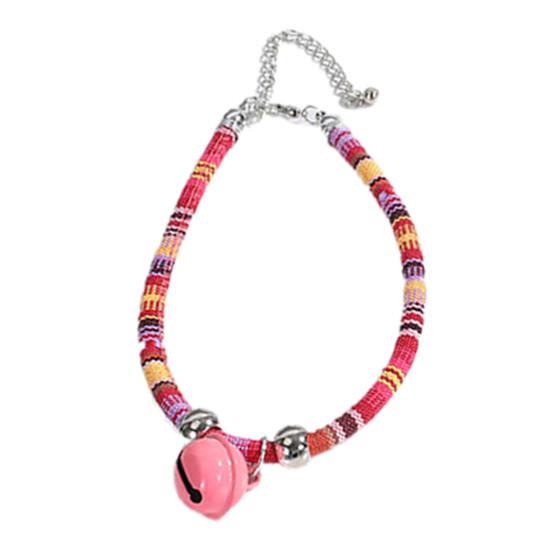 Ошейник для кошек в этническом стиле, регулируемый ошейник для домашних животных, кошек, собак с колокольчиком для домашних животных