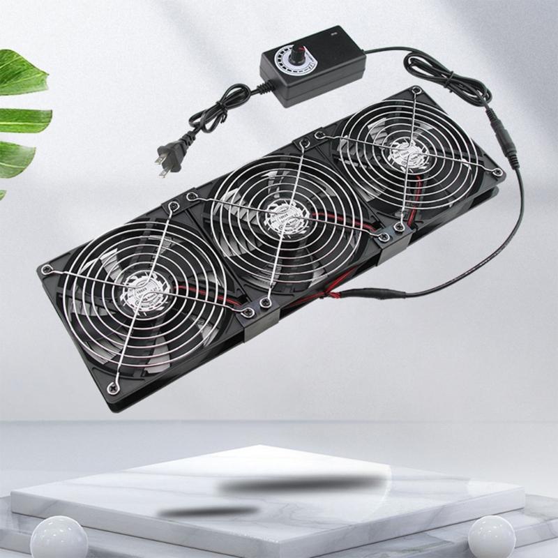 Ventilation Fan 3x120mm 2750rpm Axial Cooling Fan Set for Server Workstation and Window Exhaust with Speed Control 240V