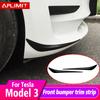 For Tesla -2022 Model 3 Model Y Car Front Bumper Corner Anti-Collision Strip Protective Cover Decoration Refit