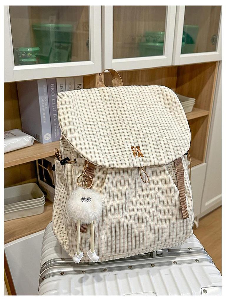 Клетчатый легкий рюкзак для студентов колледжа и старшеклассников - Большая вместимость для путешествий на открытом воздухе