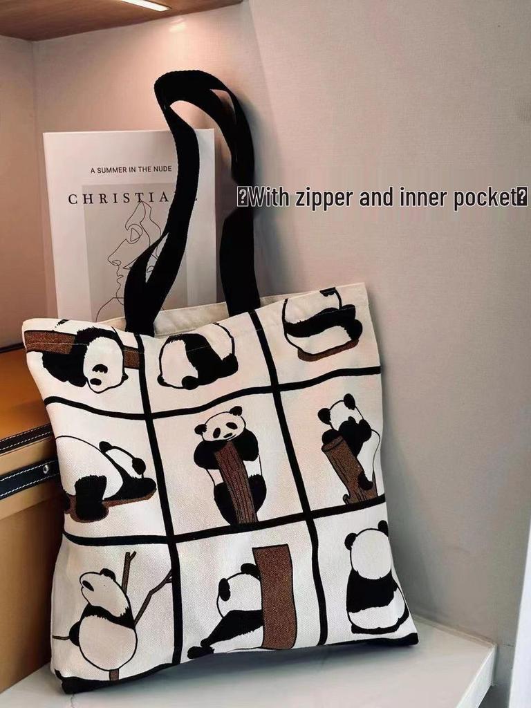 Холщовая сумка-тоут большой вместимости Panda для студентов и профессионалов
