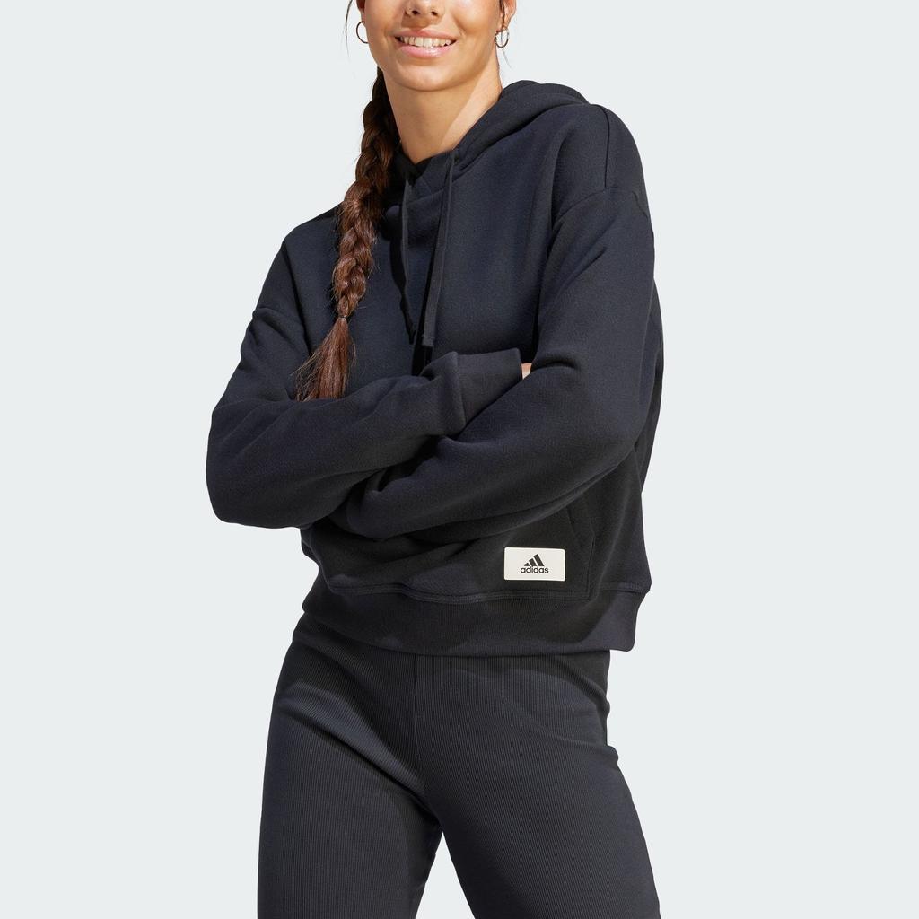 Adidas Solid Color Sports Casual Hoodie Women Hoodies Black IU3171