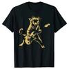 Rock Cat Playing Guitar Guitarist Music Lover Rock T-Shirts Men Awesome Tee Shirt DJ Party Bass Clothing Unisex T Shirts