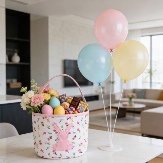 Easter Tote Bag Decorative Bunny Basket Spring Holiday Bag Egg Collecting Festive Party Indoor Outdoor Decoration