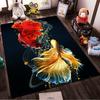 Colorful Betta Fish Design Carpet with Black Background, Living Room Decor Suitable for use as an anti-slip for living room bedroom sofas