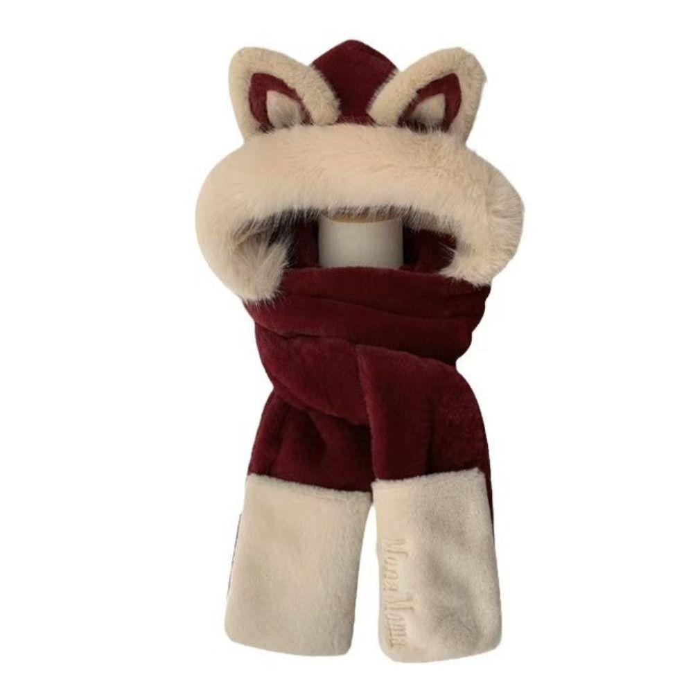 Keep Warm Hat Scarf Gloves Set Thickened Ear Protection Cap New Women Beanies Cap Autumn Winter