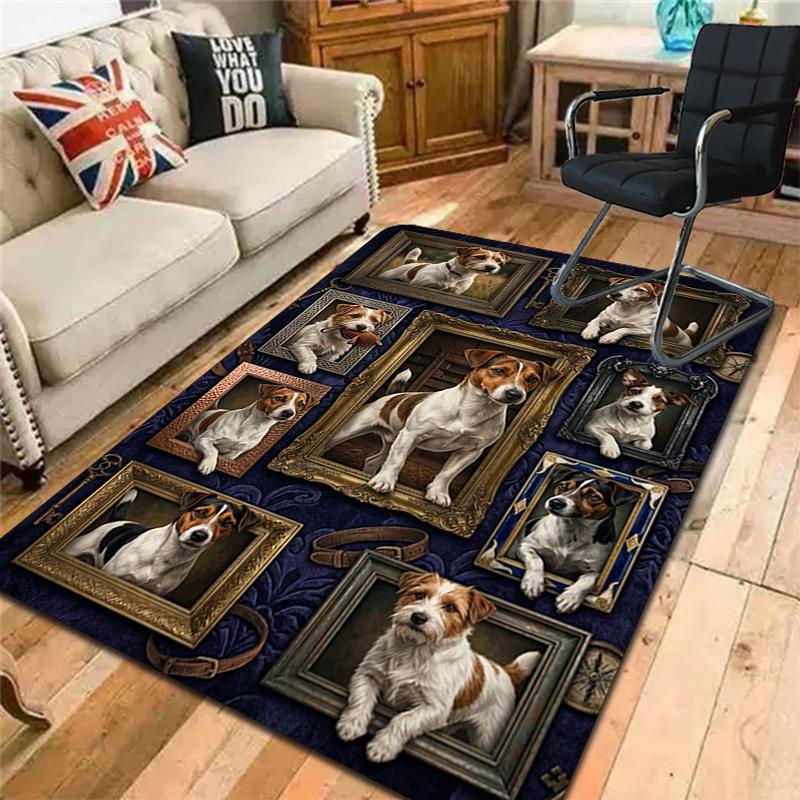 Canine Portraits Gallery Pattern Rug Floor Mat for Living Room or Bedroom Soft and Comfortable Carpet a Gift for Birthday and Holiday.